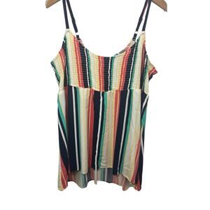 Torrid Cami Top 2X Babydoll Striped Smocked Sleeveless Y2K Multicolor Festival 2